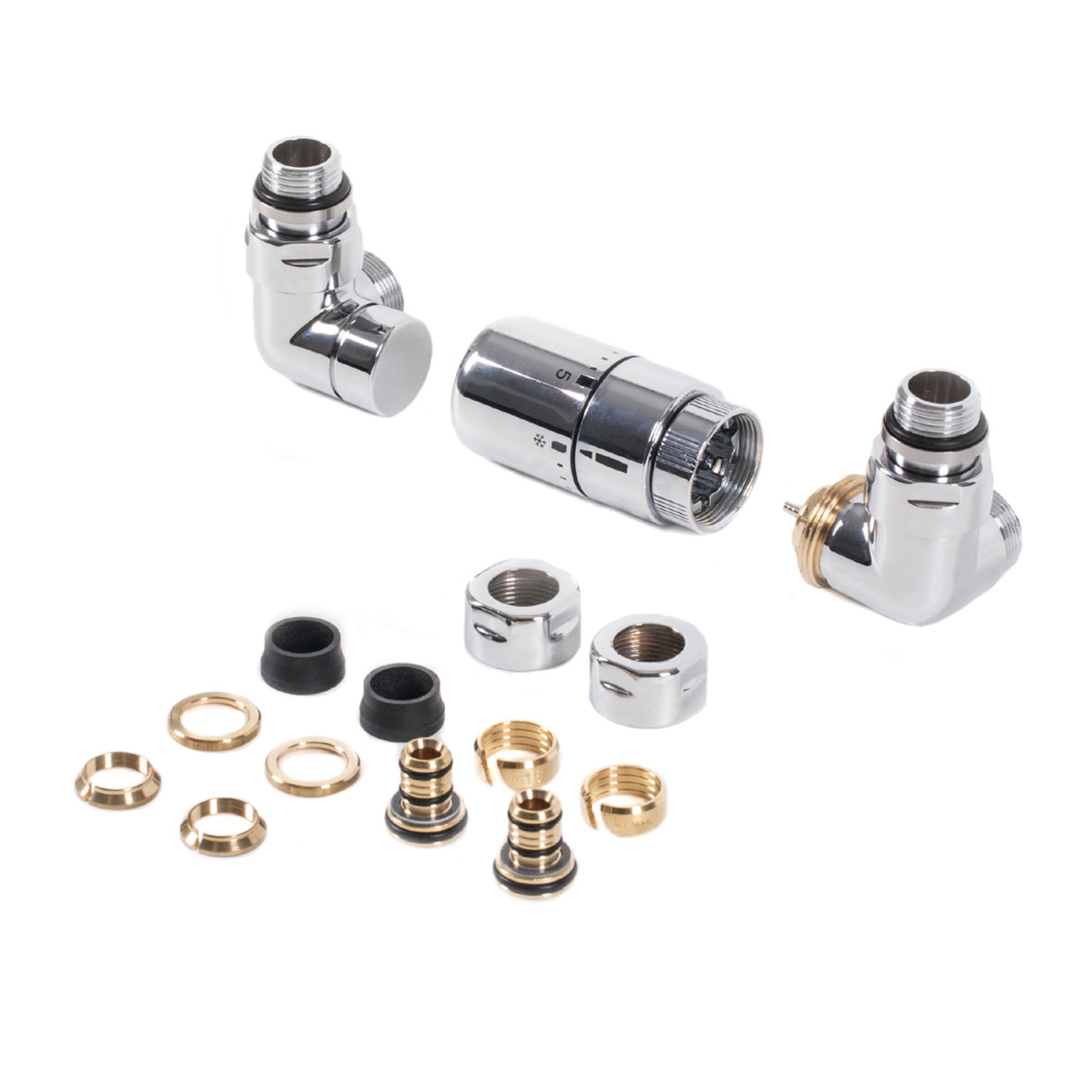 DK Heizkörper Winkeleck Termostat Set, rechts, chrom