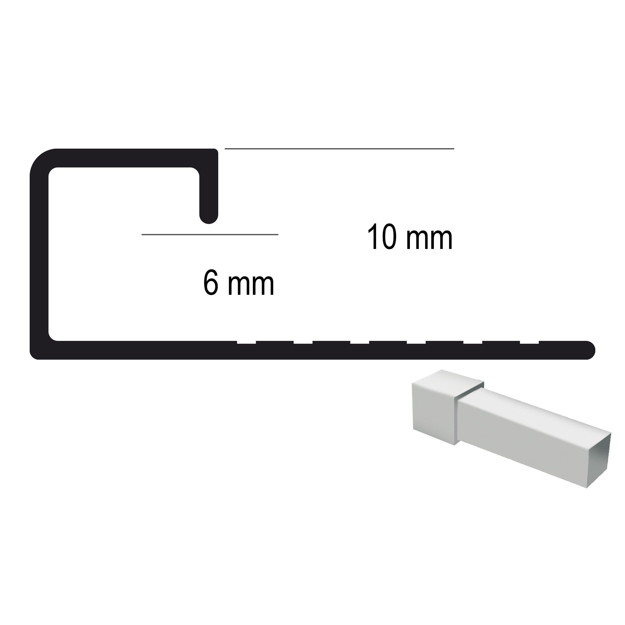 DK 10mm End- und Eckstück, Alu-silber-matt VE 2 Stck.