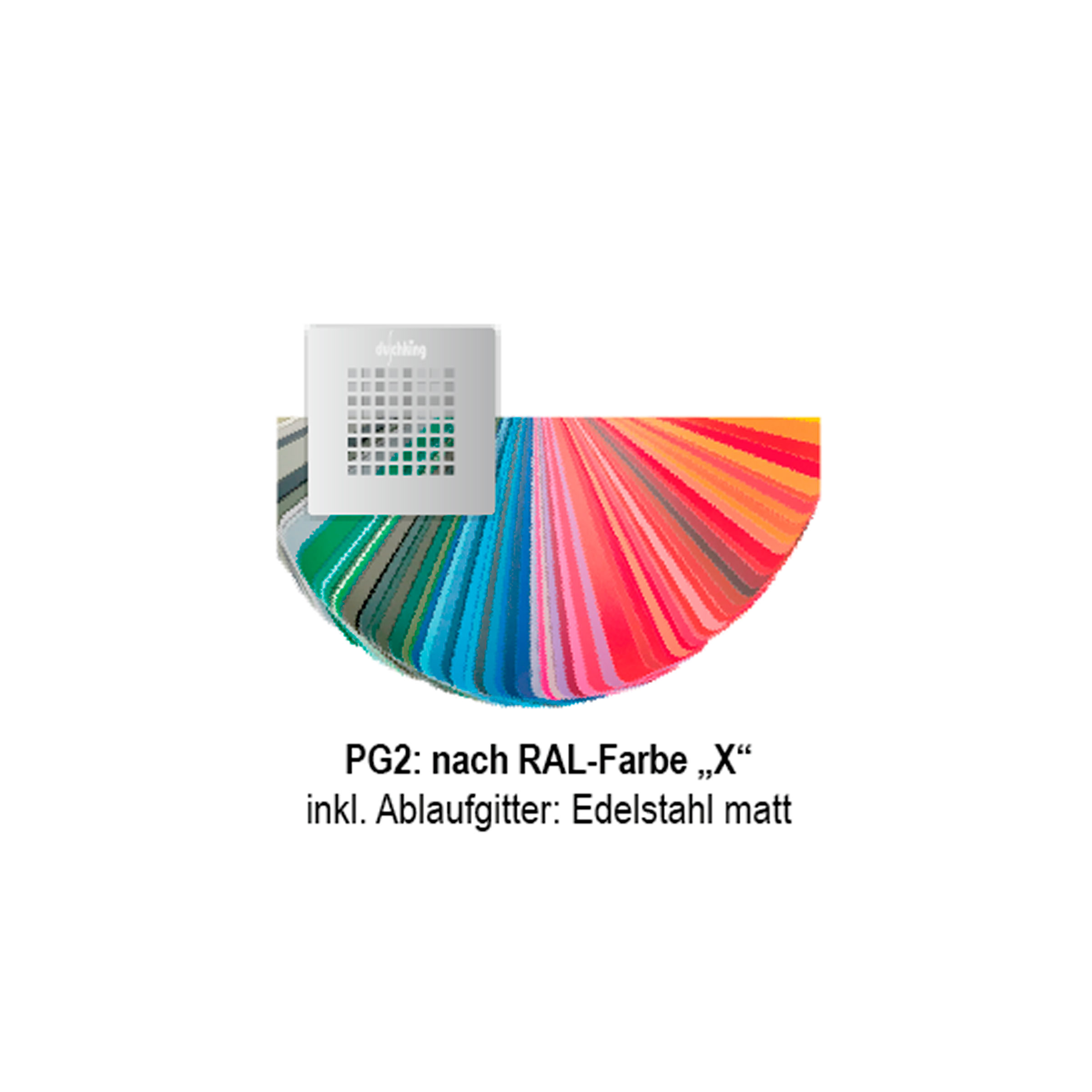DK Duschwanne Rock 2  800 x  800 mm RAL ????, inkl. Ablaufgitter in Edelstahl matt