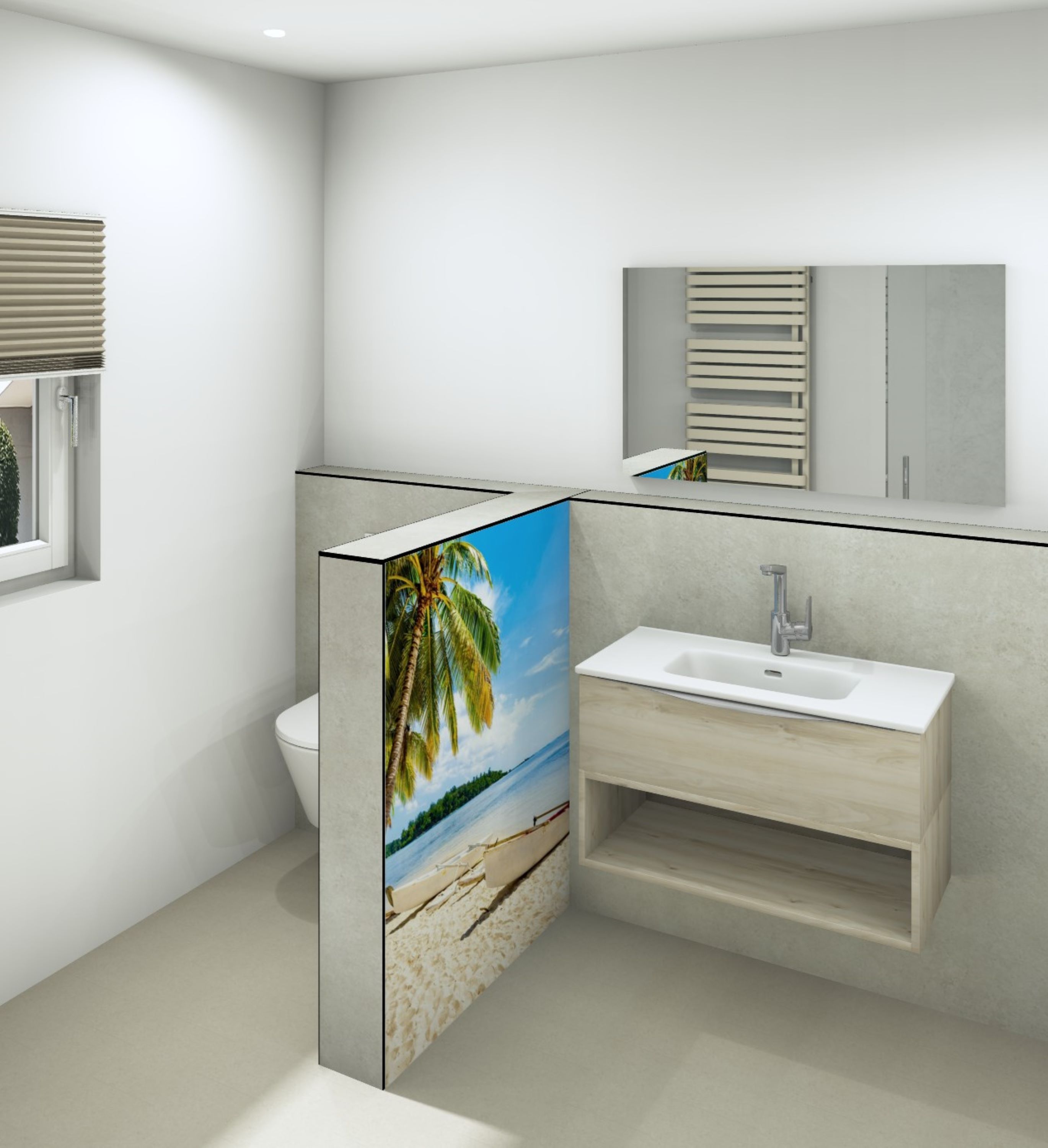 DK Schamwand Modul B1200 H1190mm, o. Zubehör, Traumstrand Perl