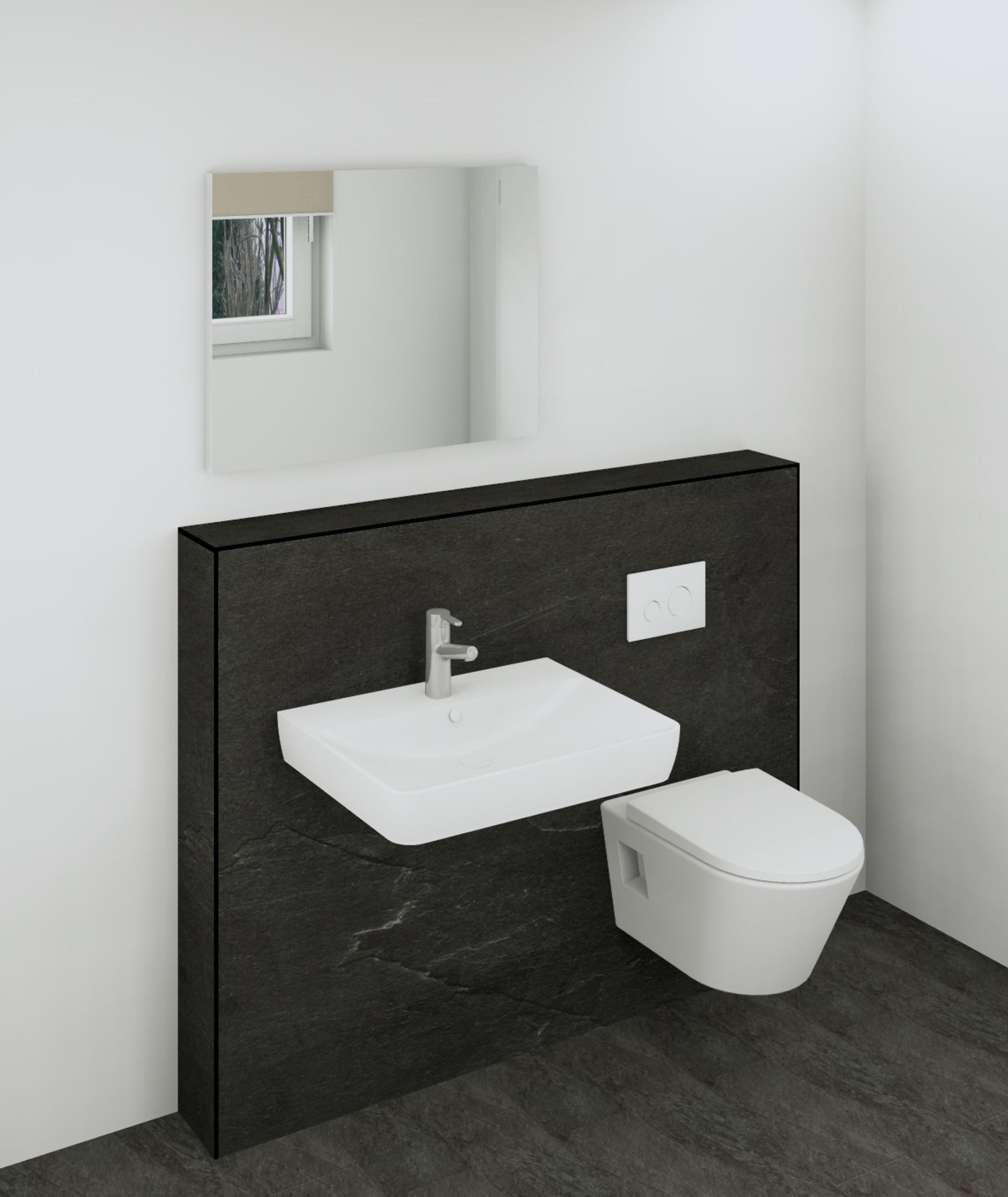 DK Doppelmodul Waschtisch WC B1500 H1190mm, , o. Zubehör, links, Gandara Slate