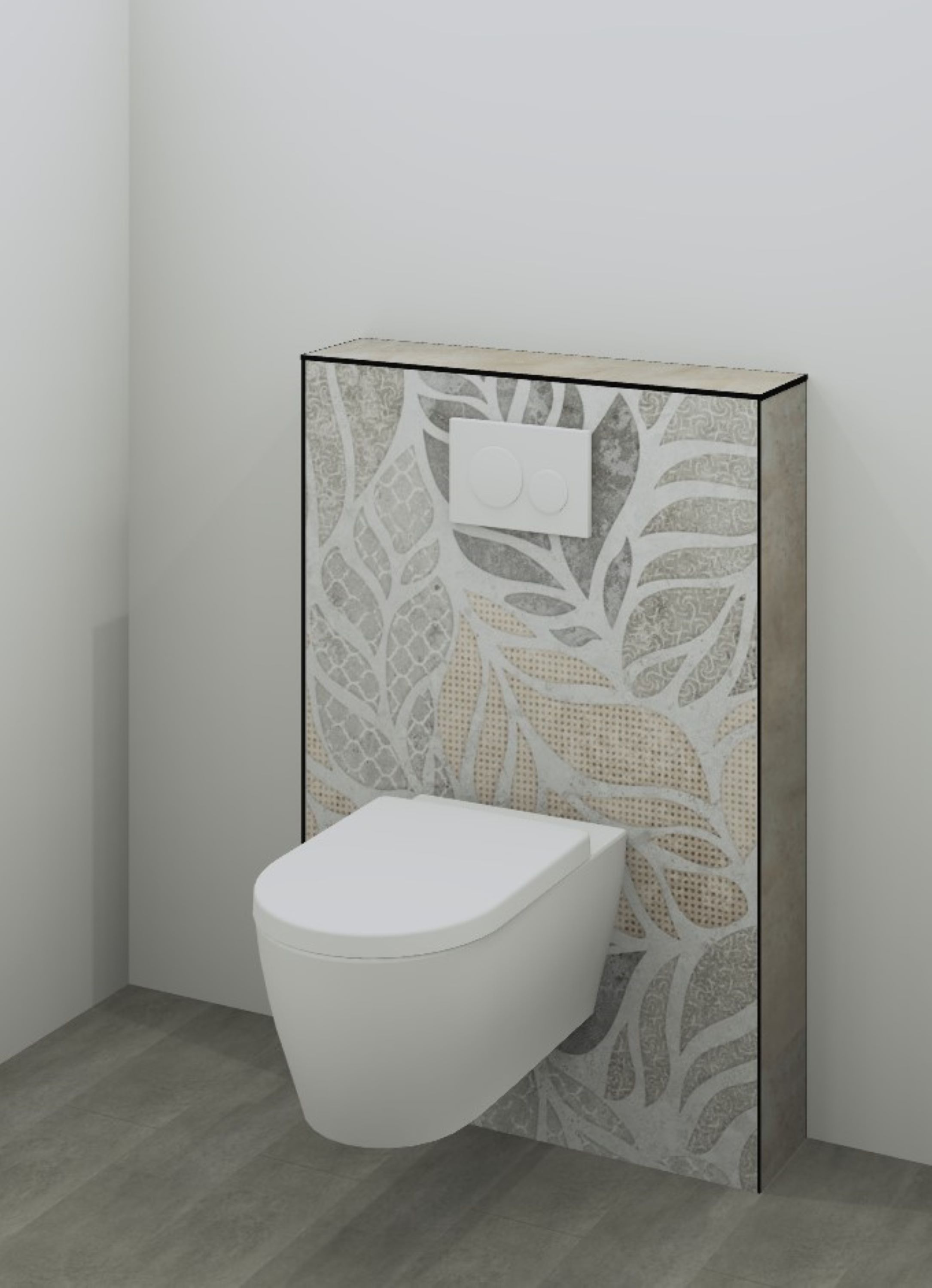 DK WC Modul B 800 H1190mm, o. Zubehör, Grunge Floral Perl