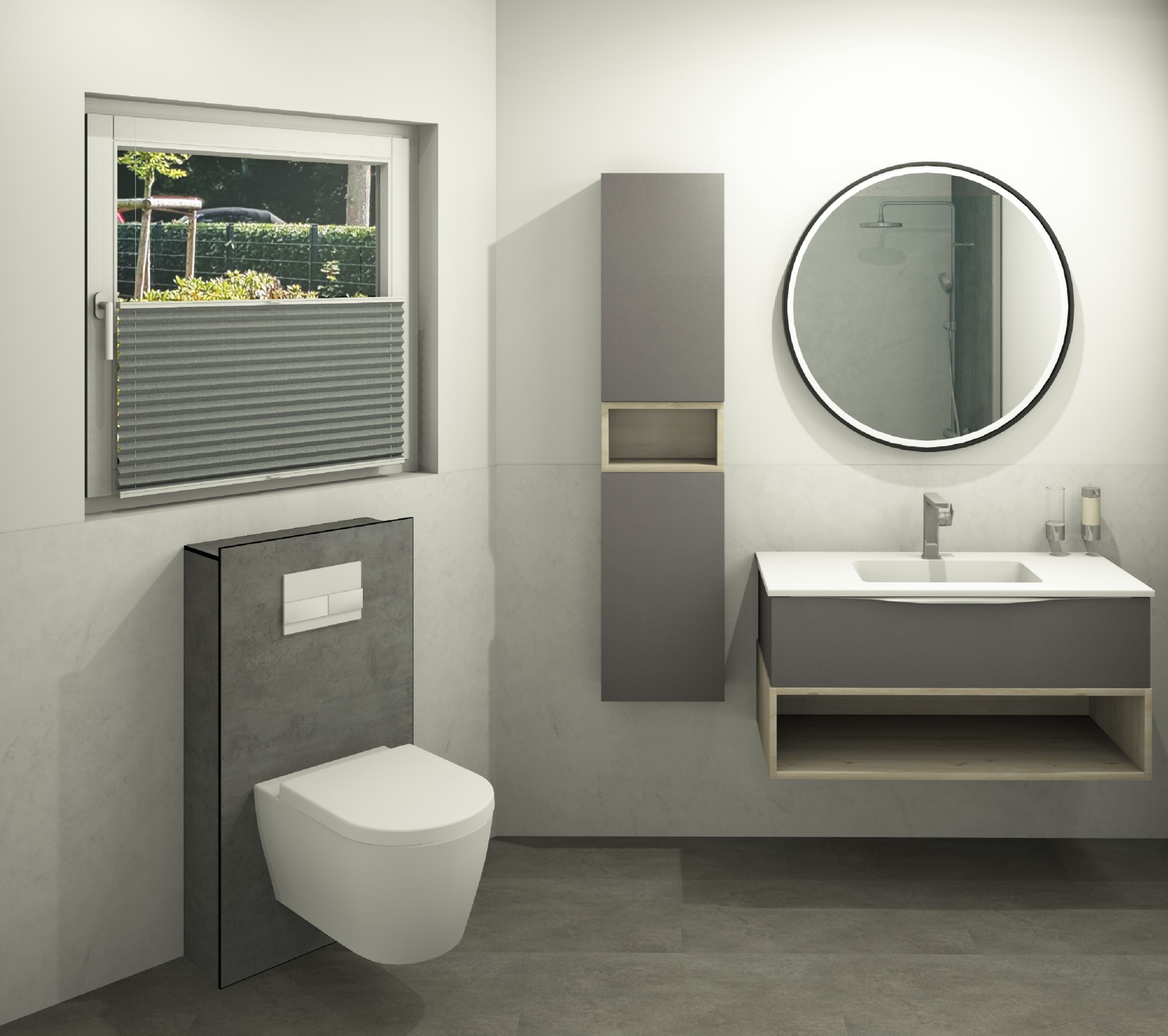 DK WC-Haube 1.030x540 mm für, TECE Vorwandmodul 980x500, Beton gr. Perl